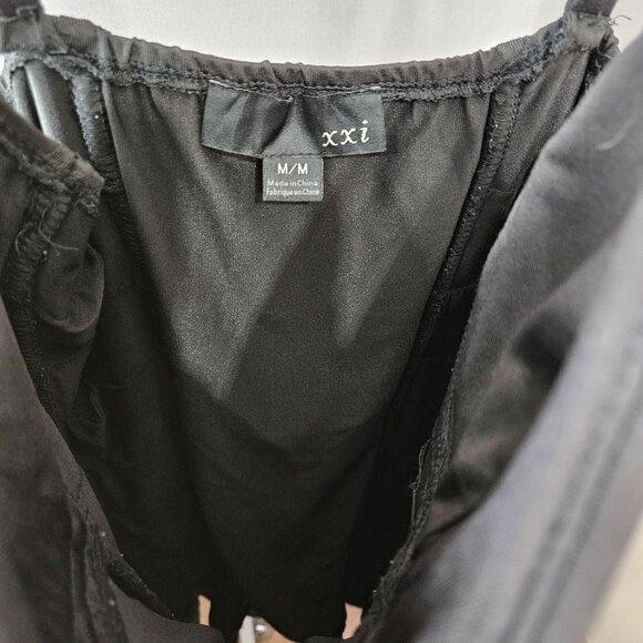 XXI Mini Body Con Dress M Black Layered Ruffle Adjust Shoulder Halter Padded Cup - Picture 7 of 12